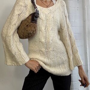 Wet Seal Cream V neck Knitted Long Jumper